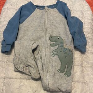 Kids Headquarters Dino Blue and Gray One Piece Footies